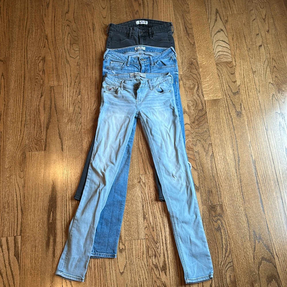 3 pairs of Hollister Jeans sizes O, OR, 1R, length 31